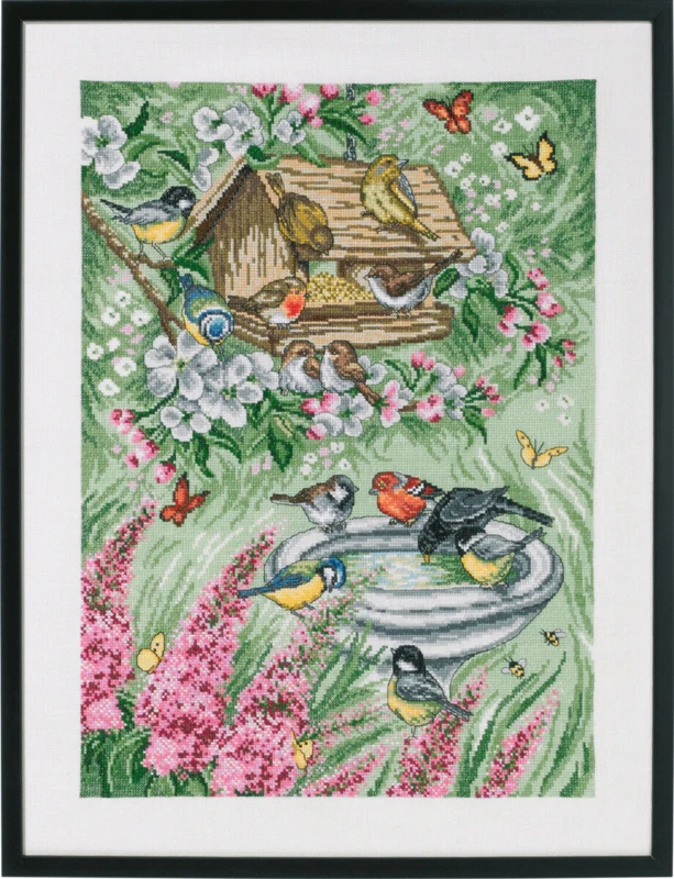 Broderikit Fugle i haven 45 x 59 cm