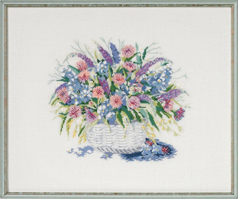 Broderikit Kurv m/ blomster II 48 x 40 cm