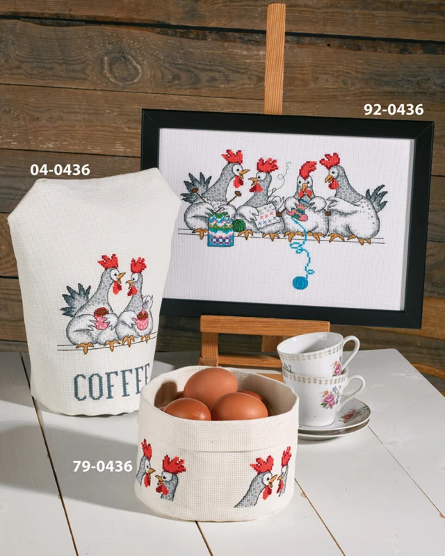 Broderikit Hønsesnak 29 x 20 cm