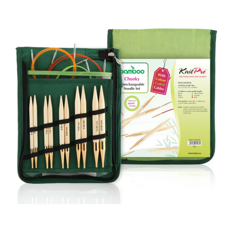 KnitPro BAMBOO Udskiftelige Rundpindesæt XL - 5 str. (6-10mm)