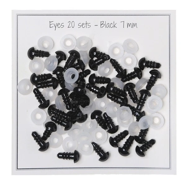 Go Handmade Sikkerhedsøjne Sorte 7 mm (20 par)