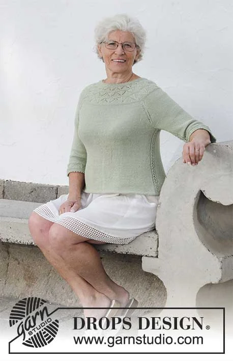 191-24 Summer Evening Jumper by DROPS Design