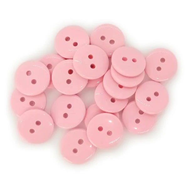 HobbyArts Runde Plastikknapper Rosa, 20 stk