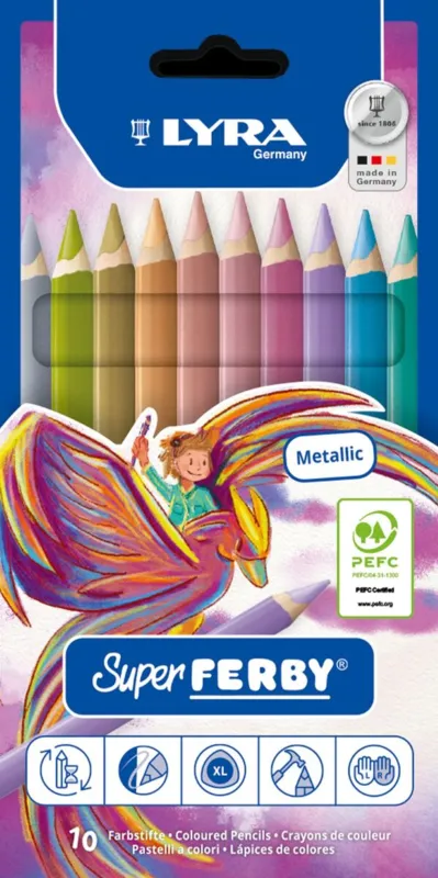 Lyra Super Ferby Metallic Farveblyanter, 10 stk