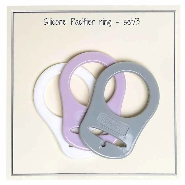 Go Handmade Silikone Suttekæde Adapter 3 stk Mix Hvid lavendel grå