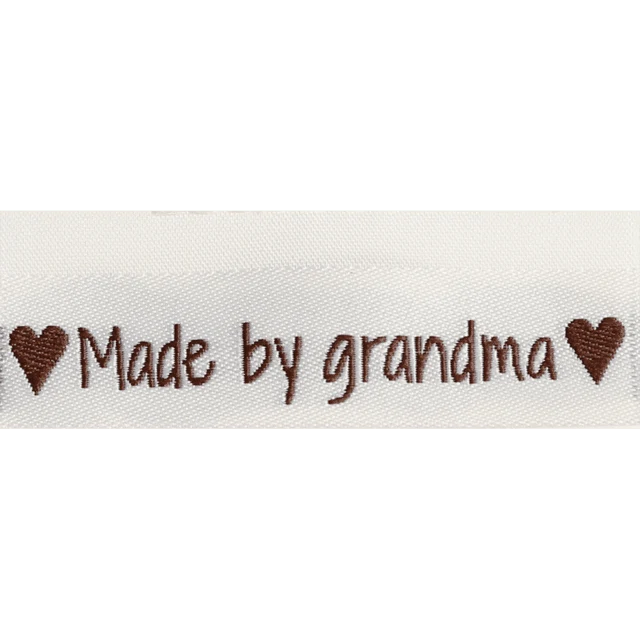 Go Handmade Vævet Label, Dobbeltsidet, 50 x 11,5 mm, 10 stk- Made by grandma