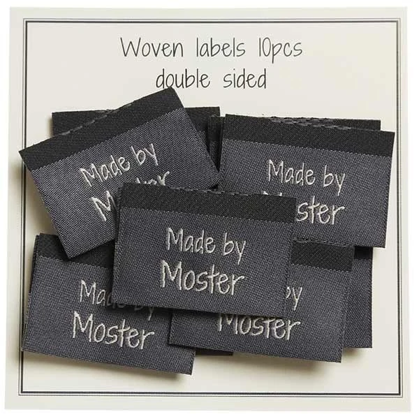 Go Handmade Vævet Label, Dobbeltsidet, Grå, 35 x 19 mm, 10 stk Made by Moster