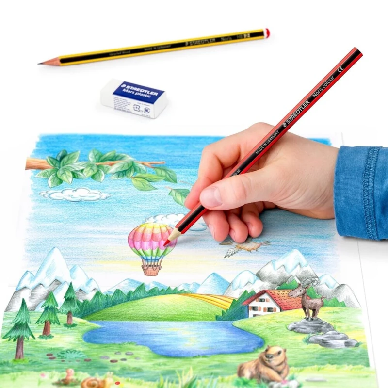 STAEDTLER Noris Club Farveblyanter + Blyant & viskelæder, 12 + 2 stk
