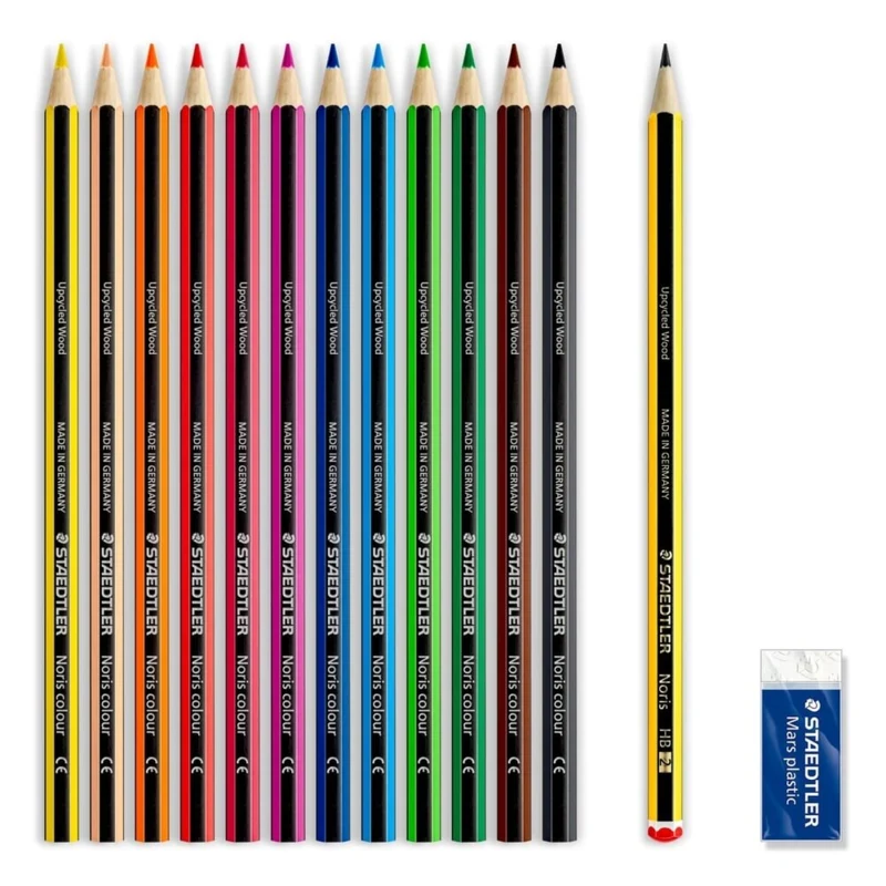 STAEDTLER Noris Club Farveblyanter + Blyant & viskelæder, 12 + 2 stk