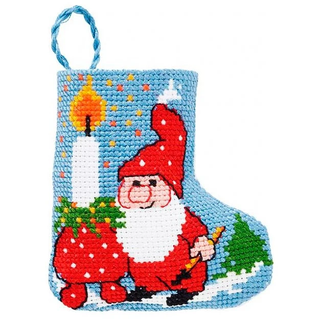 Broderikit Nisse & lys Julestrømpe
