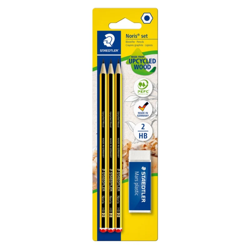 STAEDTLER Noris Blyanter & viskelæder, 3 + 1 stk