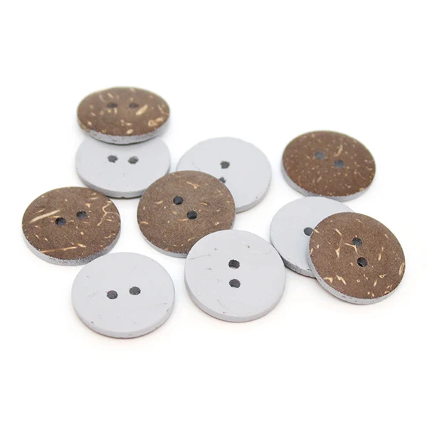 HobbyArts Farvede Kokosknapper Lysegrå 20 mm, 10 stk