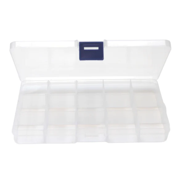 Plastboks med låg Transparent 17,6 x 10 cm, 15 rum
