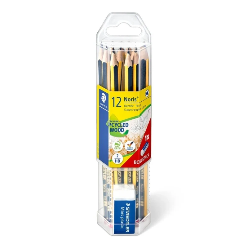 STAEDTLER Noris Blyanter & viskelæder, 12 + 1 stk
