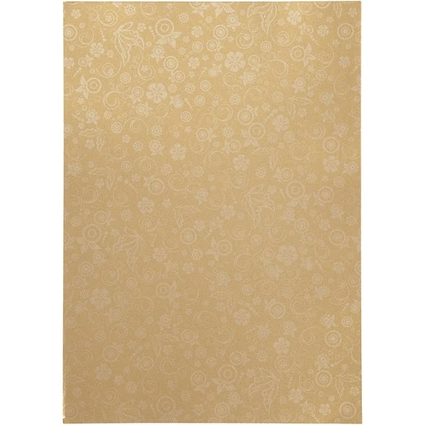 Papir, A4, svagt sølvprint, guld