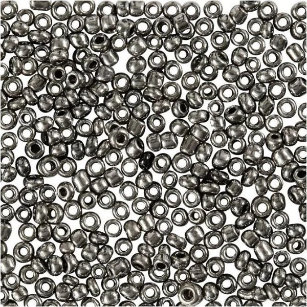 Rocaiperler, Glasperler 1,7 mm Grå metal