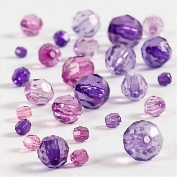 Harmoni Facetperlemix, 4-12 mm Lilla