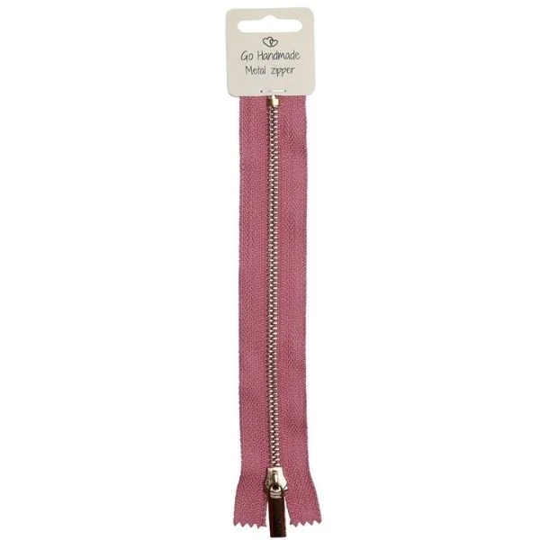 Go Handmade Lynlås Metal Pink 25 cm, Guld