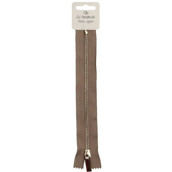 Go Handmade Lynlås Metal Beige, 20 cm, Guld