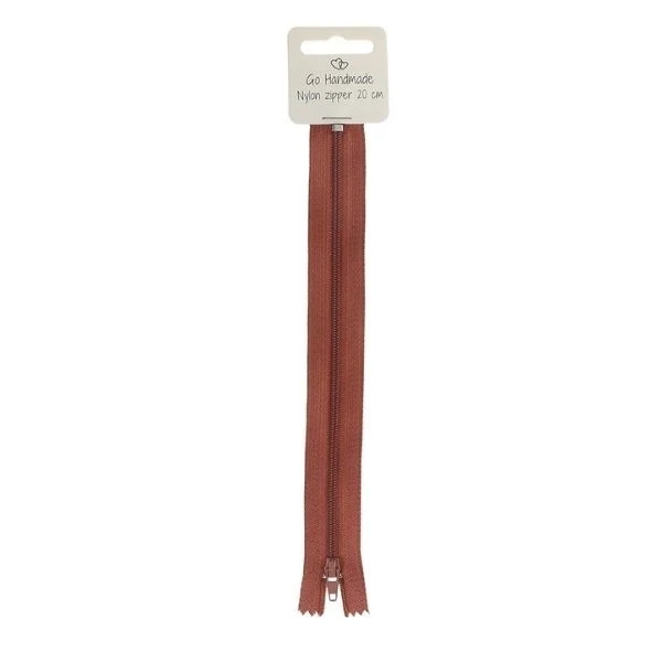 Go Handmade Nylon Lynlås 20 cm, Terracotta