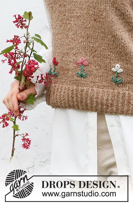 222-42 May Flowers Vest by DROPS Design