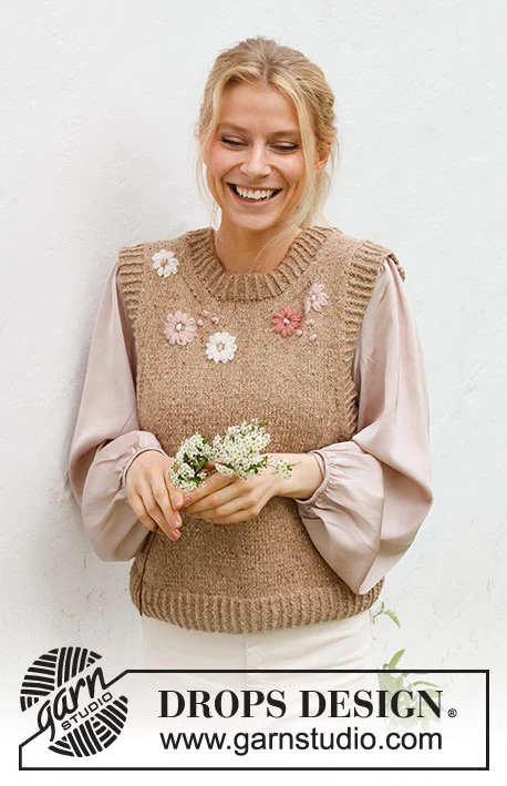 222-43 Flower Harmony Vest by DROPS Design
