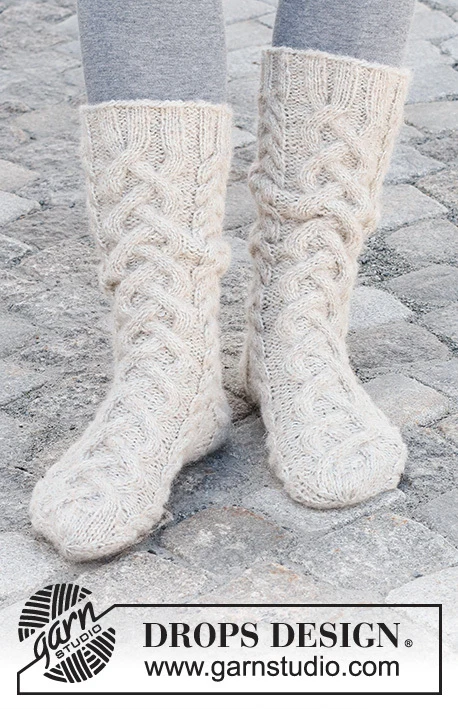 227-66 Cable City Socks by DROPS Design