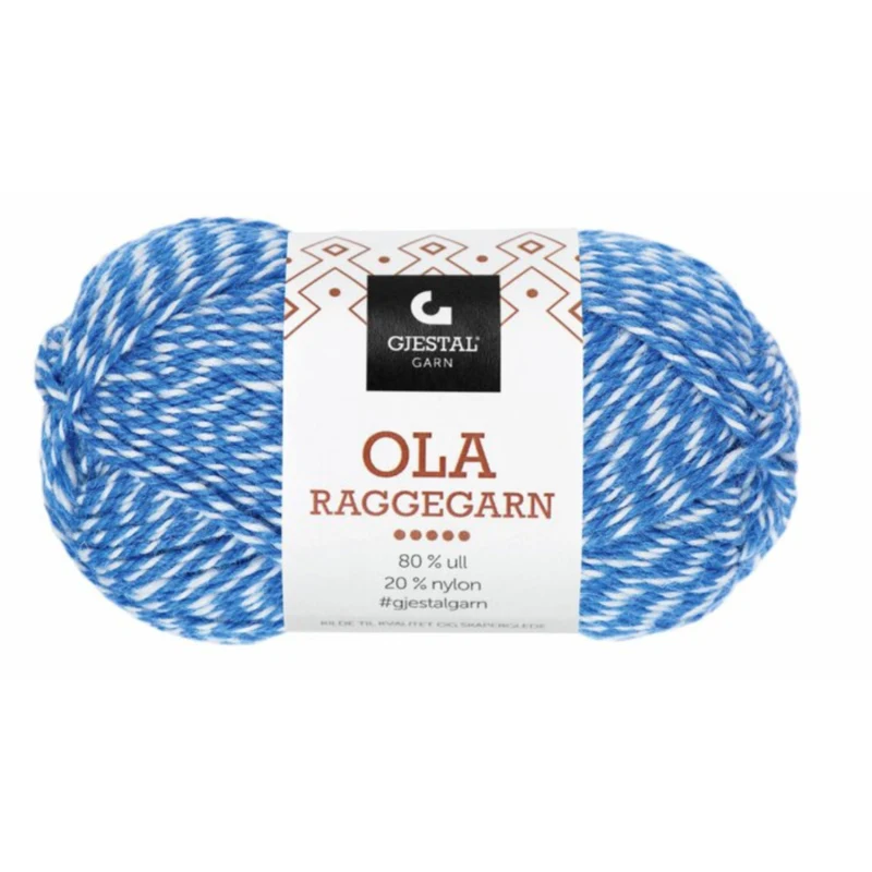 Gjestal Ola Raggegarn 708 Blå/natur mouliné