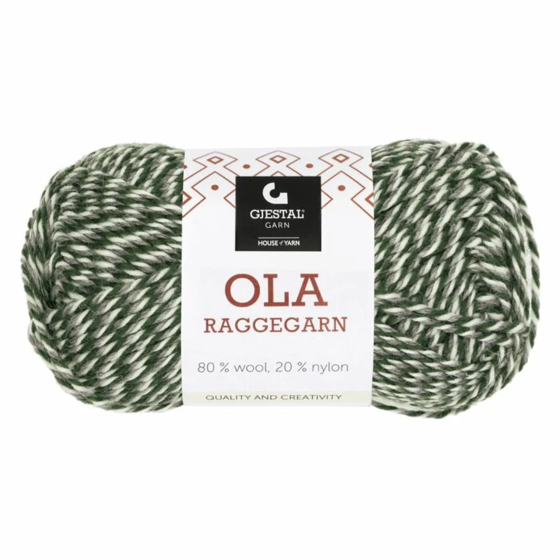 Gjestal Ola Raggegarn 717 Grå/grøn/hvid mouliné