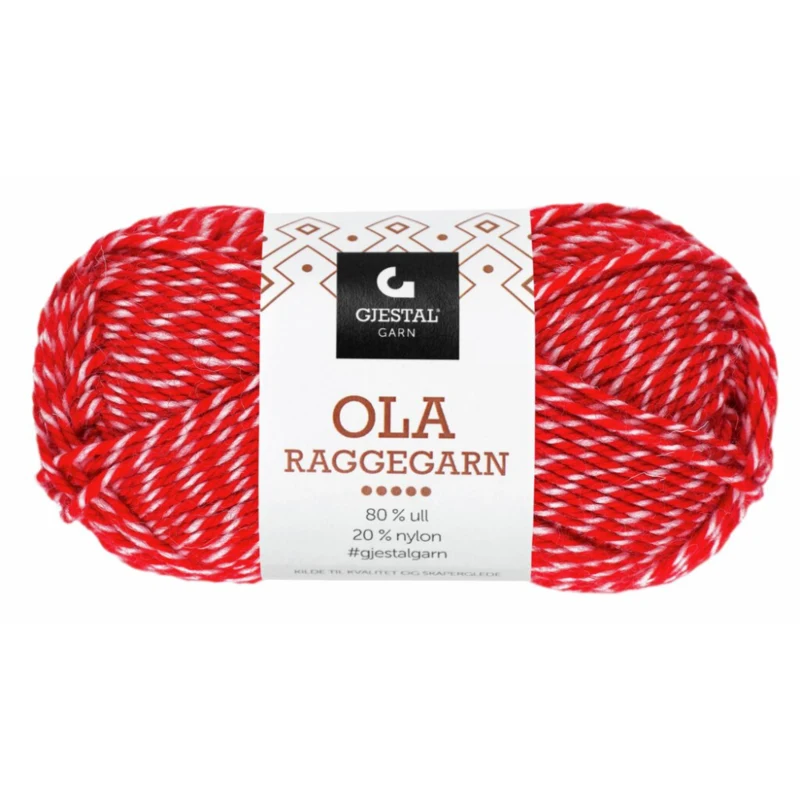 Gjestal Ola Raggegarn 709 Rød/natur mouliné