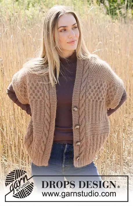 237-10 Cracked Walnuts Vest by DROPS Design