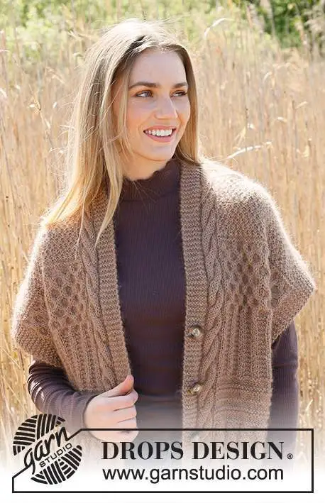 237-10 Cracked Walnuts Vest by DROPS Design
