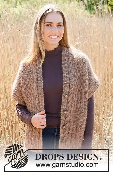 237-10 Cracked Walnuts Vest by DROPS Design
