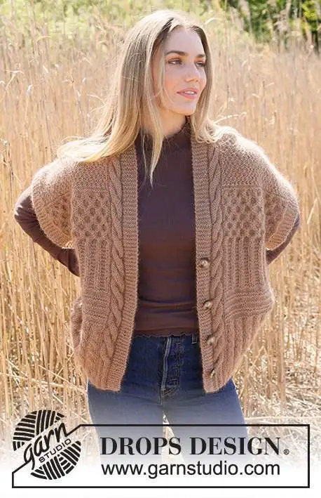 237-10 Cracked Walnuts Vest by DROPS Design
