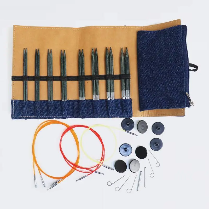 KnitPro Indigo Wood Udskiftelige Rundpindesæt