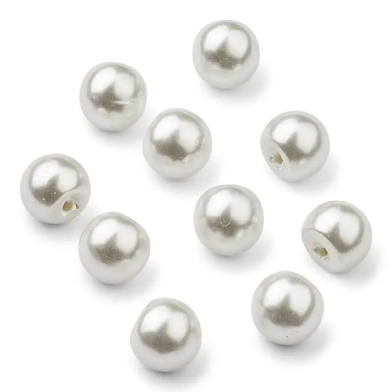 HobbyArts Perleknapper, Hvid, 18 mm, 10 stk