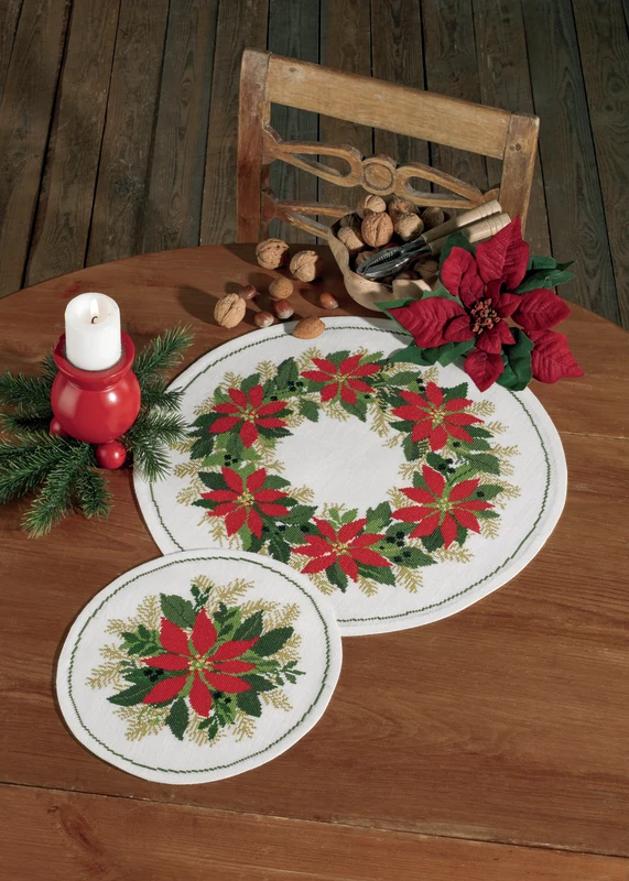 Permin Julebroderier - Julestjerner 42cm Ø + 26 cm Ø