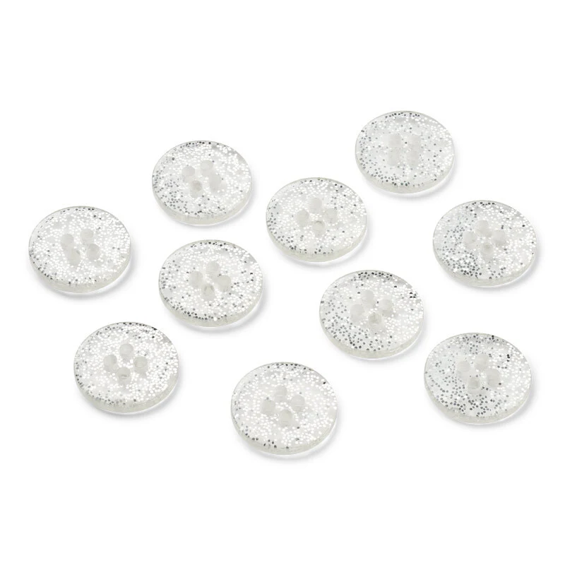 LindeHobby Glitter Knapper, Sølv, 15 mm, 10 stk