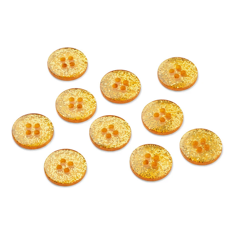 LindeHobby Glitter Knapper, Guld, 15 mm, 10 stk