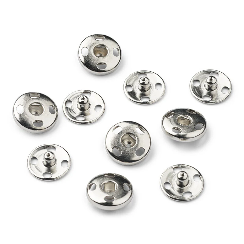 Trykknap Sølv 10 mm 5 sæt