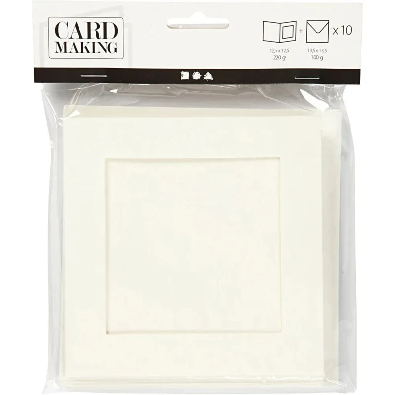 Passepartoutkort med kuvert, 12,5x12,5 cm, 13,5x13,5 cm