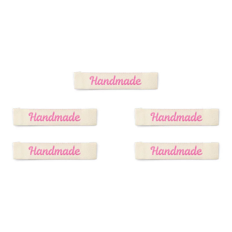 LindeHobby Handmade Label, Lang Natur, lyserød, Magnolia Script