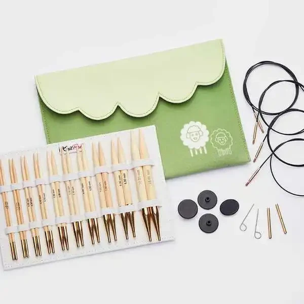 KnitPro Bamboo Udskiftelige Rundpindesæt Deluxe