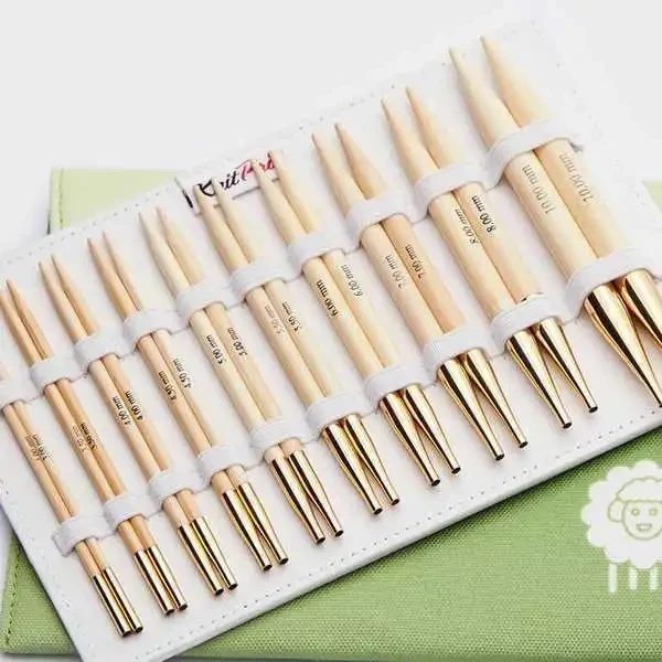 KnitPro Bamboo Udskiftelige Rundpindesæt Deluxe