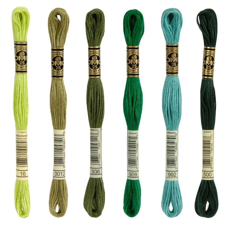 DMC Mouliné Spécial 25 Broderigarn, Ensfarvet, Grønne nuancer