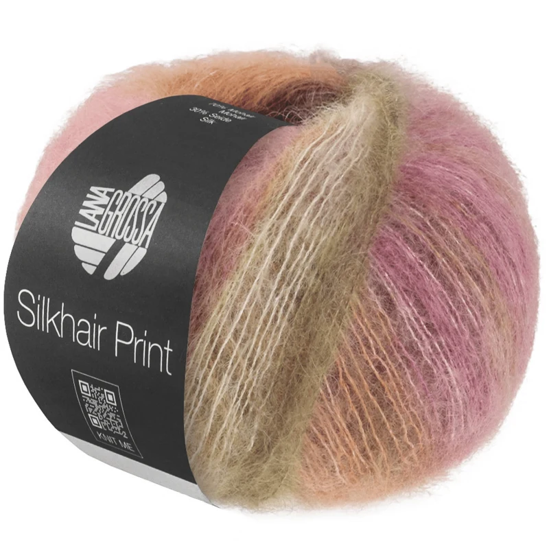 Lana Grossa Silkhair Print 434 Støvet rosa/orange/taupe/lys beige