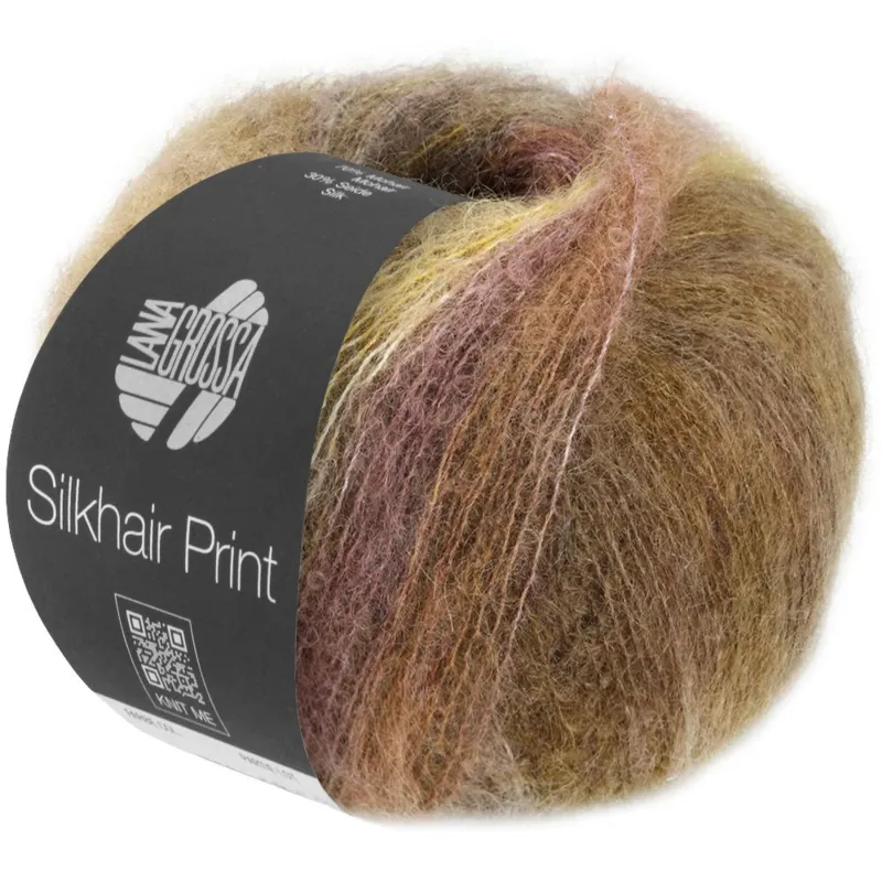 Lana Grossa Silkhair Print 427 Nougat/Gul/Oliven/Olivengrå