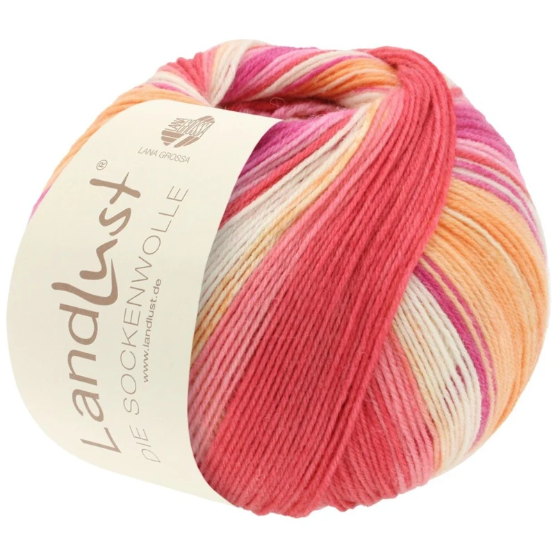 Lana Grossa Landlust Die Sockenwolle 111 Vinrød/Lyng/Brunorange/Lys beige/Magnolia/Pink