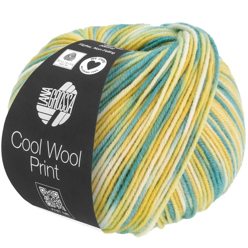 Lana Grossa Cool Wool Print 832 Ecru/Vanilje/Turkis/Petroleum
