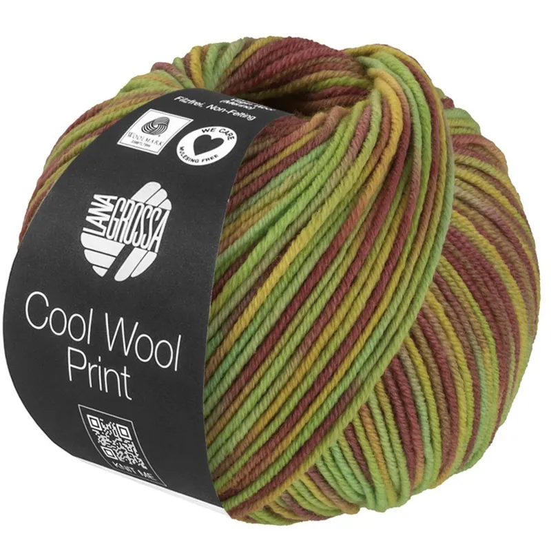 Lana Grossa Cool Wool Print 839 Pistacie/Lysegrøn/Sennep/Mauve